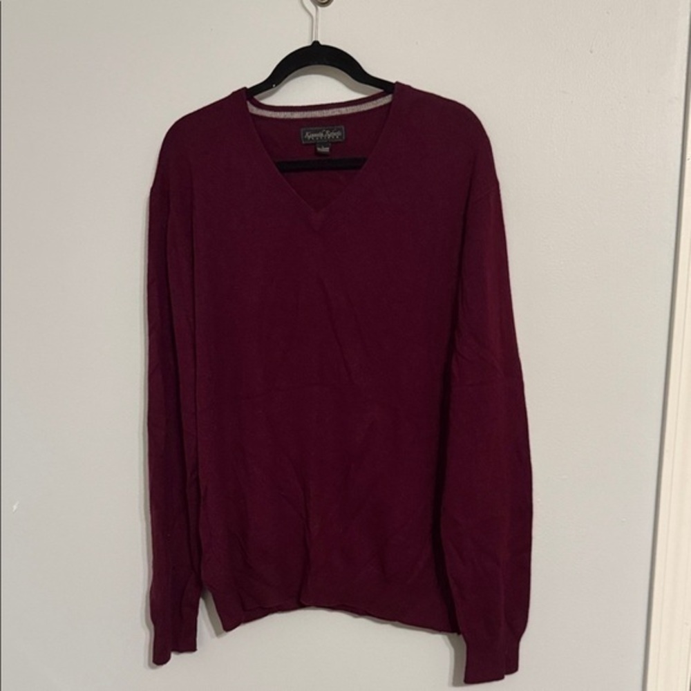 Kenneth Roberts Platinum Large V-Neck Sweater - Deep Red 100% Cashmere
